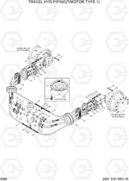 3300 TRAVEL HYDRAULIC PIPING(T/MOTOR TYPE 1) R250LC-7A, Hyundai