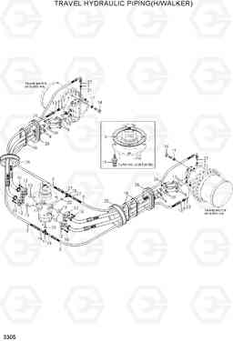 3305 TRAVEL HYDRAULIC PIPING(HIGH WALKER) R250LC-7A, Hyundai