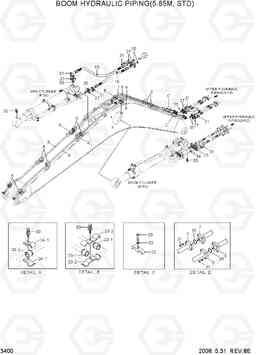 3400 BOOM HYDRAULIC PIPING(5.85M, STD) R250LC-7A, Hyundai