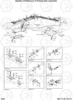 3450 BOOM HYDRAULIC PIPING(LOG LOADER) R250LC-7A, Hyundai