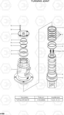 4180 TURNING JOINT R250LC-7A, Hyundai