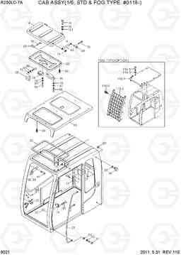 6021 CAB ASSY(1/6, STD & FOG TYPE, #0118-) R250LC-7A, Hyundai