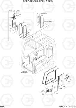 6060 CAB ASSY(5/6, SASH ASSY) R250LC-7A, Hyundai