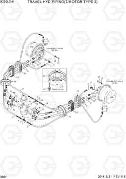 3301 TRAVEL HYD PIPING(T/MOTOR TYPE 3) R250LC-9, Hyundai