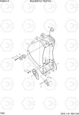 7320 BUCKET(3 TEETH) R250LC-9, Hyundai