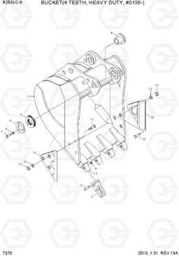 7370 BUCKET(4 TEETH, HEAVY DUTY, #0156-) R250LC-9, Hyundai