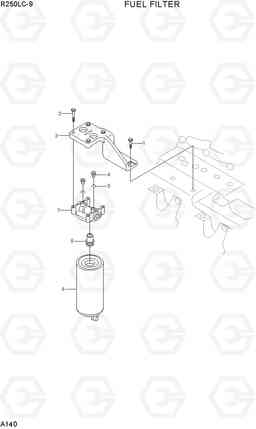 A140 FUEL FILTER R250LC-9, Hyundai