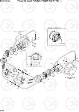 3300 TRAVEL HYD PIPING(T/MOTOR TYPE 1) R260LC-9A, Hyundai