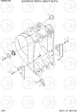 7370 BUCKET(4 TEETH, HEAVY DUTY) R260LC-9S, Hyundai