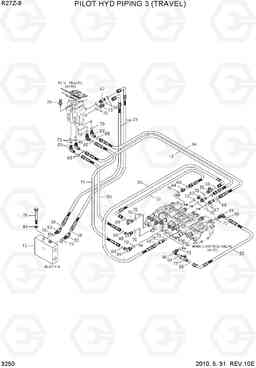 3250 PILOT HYD PIPING 3 (TRAVEL) R27Z-9, Hyundai