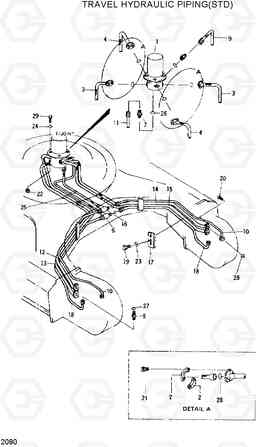 2080 TRAVEL HYDRAULIC PIPING(STD) R280LC, Hyundai