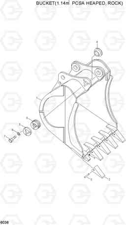 6036 BUCKET(1.14㎥ PCSA HEAPED, ROCK) R280LC, Hyundai