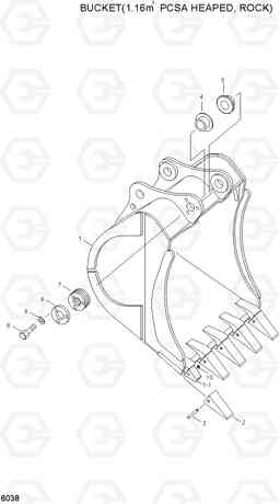 6038 BUCKET(1.16㎥ PCSA HEAPED, ROCK) R290LC, Hyundai