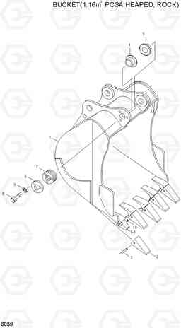 6039 BUCKET(1.16㎥ PCSA HEAPED, ROCK) R290LC, Hyundai