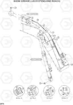 2073 BOOM GREASE LUB SYSTEM(LONG REACH) R290LC-3, Hyundai