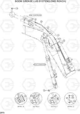 2073 BOOM GREASE LUB SYSTEM(LONG REACH) R290LC-3, Hyundai