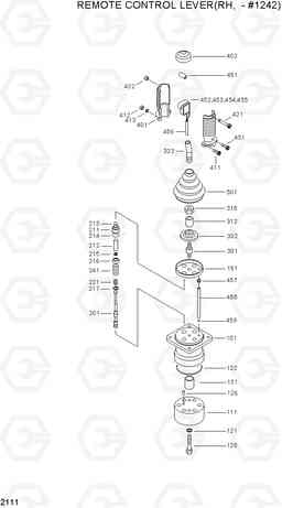2111 REMOTE CONTROL LEVER(RH, -#1242) R290LC-3, Hyundai