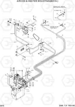 3070 AIRCON & HEATER MOUNTING(#0574-) R290LC-3, Hyundai