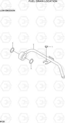 8120 FUEL DRAIN LOCATION R290LC-3, Hyundai