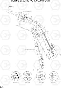 2073 BOOM GREASE LUB SYSTEM(LONG REACH) R290LC-3H, Hyundai