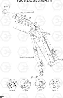 2077 BOOM GREASE LUB SYSTEM(5.6M) R290LC-3H, Hyundai