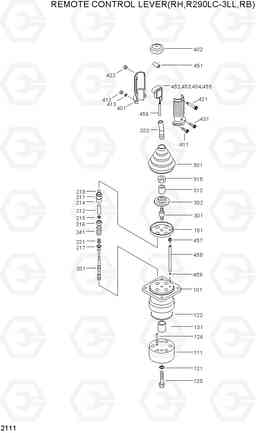 2111 REMOTE CONTROL LEVER(RH,R290LC-3LL,RB) R290LC-3_LL/RB, Hyundai