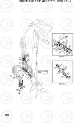 2491 GRAPPLE HYD PIPING(ROTATE, R290LC-3LL) R290LC-3_LL/RB, Hyundai