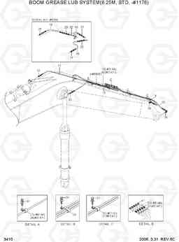 3410 BOOM GREASE LUB SYSTEM(6.25M,STD,-#1176) R290LC-7, Hyundai