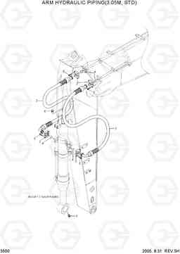 3500 ARM HYDRAULIC PIPING(3.05M, STD) R290LC-7, Hyundai