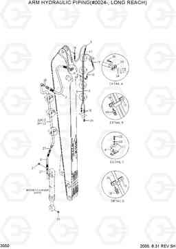 3550 ARM HYDRAULIC PIPING(#0024-, LONG REACH) R290LC-7, Hyundai