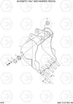 7370 BUCKET(1.16M3 SAE HEAPED, ROCK) R290LC-7, Hyundai