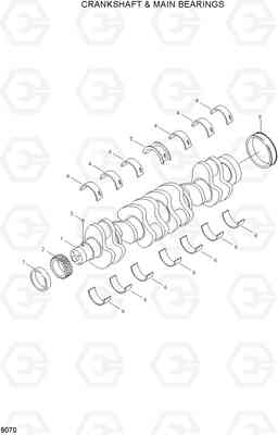 9070 CRANKSHAFT & MAIN BEARINGS(-#0111) R290LC-7, Hyundai