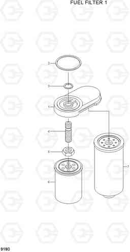 9180 FUEL FILTER 1(-#0111) R290LC-7, Hyundai