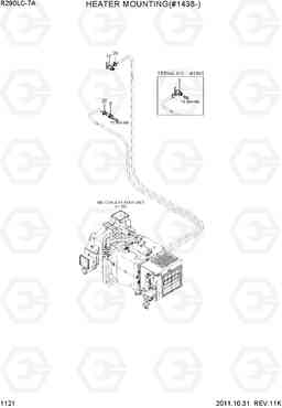 1121 HEATER MOUNTING(#1438-) R290LC-7A, Hyundai