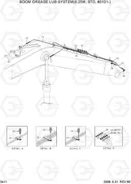 3411 BOOM GREASE LUB SYSTEM(6.25M,STD,#0101-) R290LC-7A, Hyundai