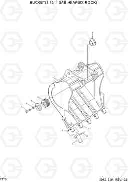 7370 BUCKET(1.16M3 SAE HEAPED, ROCK) R290LC-7A, Hyundai