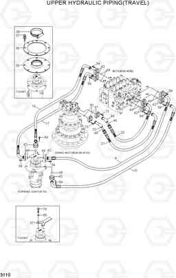 3110 UPPER HYDRAULIC PIPING(TRAVEL) R290LC7H, Hyundai