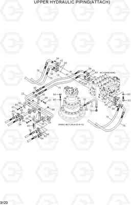 3120 UPPER HYDRAULIC PIPING(ATTACH) R290LC7H, Hyundai