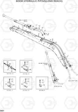 3401 BOOM HYDRAULIC PIPING(LONG REACH) R290LC7H, Hyundai