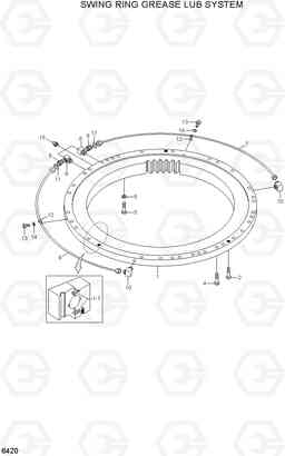 6420 SWING RING GREASE LUB SYSTEM R290LC7H, Hyundai