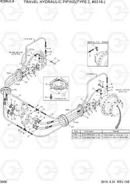 3305 TRAVEL HYDRAULIC PIPING(TYPE 2, #0318-) R290LC-9, Hyundai