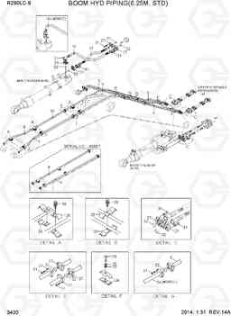 3400 BOOM HYD PIPING(6.25M, STD) R290LC-9, Hyundai