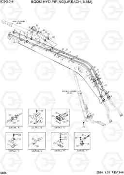 3406 BOOM HYD PIPING(L/REACH, 8.5M) R290LC-9, Hyundai