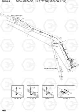 3416 BOOM GREASE LUB SYSTEM(L/REACH, 8.5M) R290LC-9, Hyundai