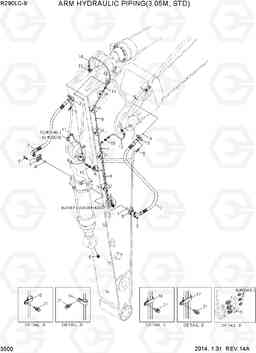 3500 ARM HYDRAULIC PIPING(3.05M, STD) R290LC-9, Hyundai