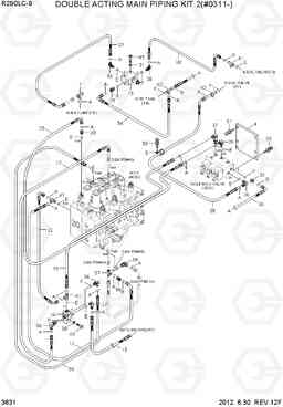 3631 DOUBLE ACTING MAIN PIPING KIT 2(#0311-) R290LC-9, Hyundai