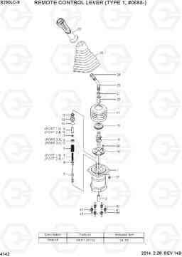 4142 REMOTE CONTROL LEVER (TYPE 1, #0688-) R290LC-9, Hyundai