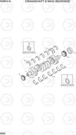 9040 CRANKSHAFT & MAIN BEARINGS R290LC-9, Hyundai