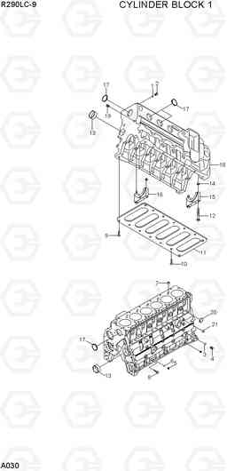 A030 CYLINDER BLOCK 1 R290LC-9, Hyundai