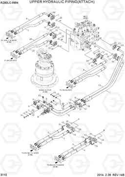 3110 UPPER HYDRAULIC PIPING(ATTACH) R290LC-9MH, Hyundai